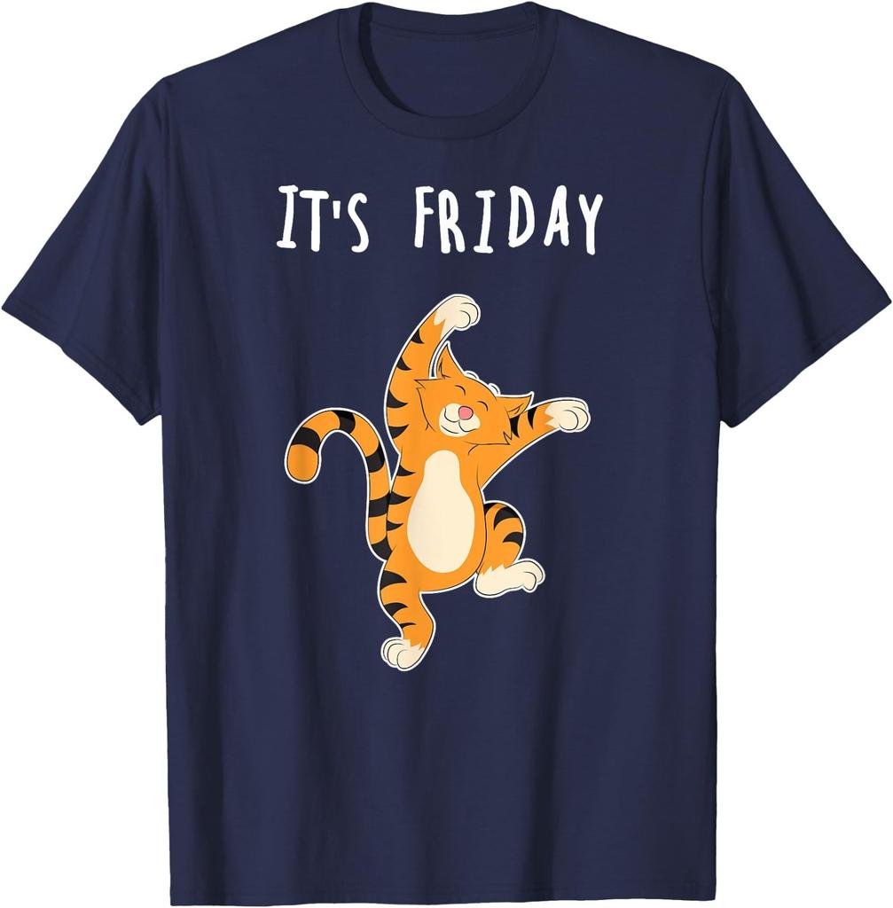 Funny Friday Weekend Cat T-Shirt Kitten Kitty Tiger Cute Tee T-Shirt for Men Wom