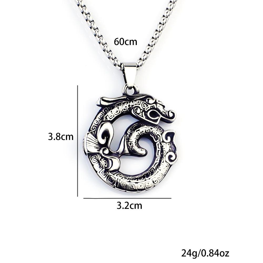 Necklace Retro Flying Dragon Moon Men's Fashion Pendant