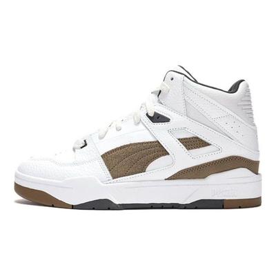 Slipstream Cracked Leather Comfortable Versatile Trendy High-Top Lifestyle Casual Shoes Unisex Sneakers White Brown 393273-02