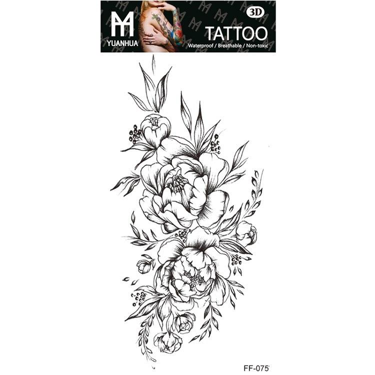 Plain Flower Bohemian Blue Rose Mermaid Waterproof Tattoo Sticker Simulation Water Transfer Sample Sticker