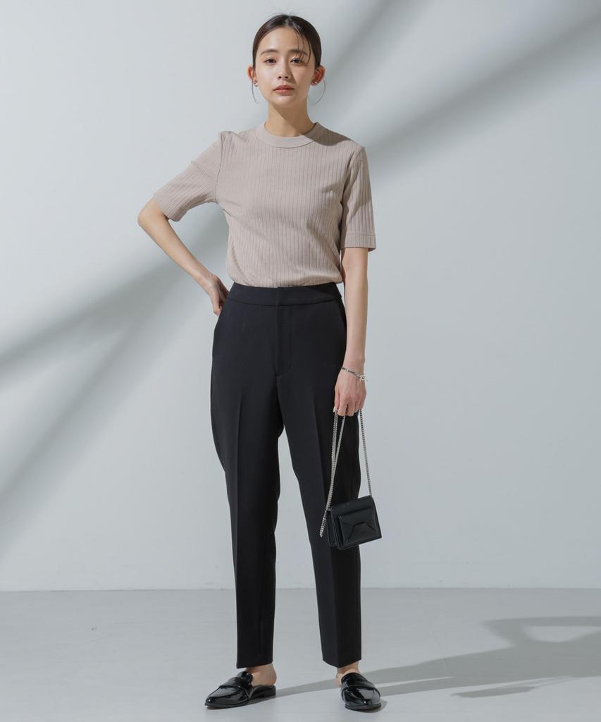 Nano Universe Sweat Crew Neck Ribbed Size Greige Anti-Soaked(R) Stain-Resistant T-Shirt, Small,