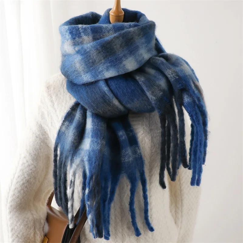 Korean Winter Imitation Cashmere Scarf Student Neck Thick Warm Shawl Men Women Popular Tassel Scarves Bufanda Blanket Thickening
