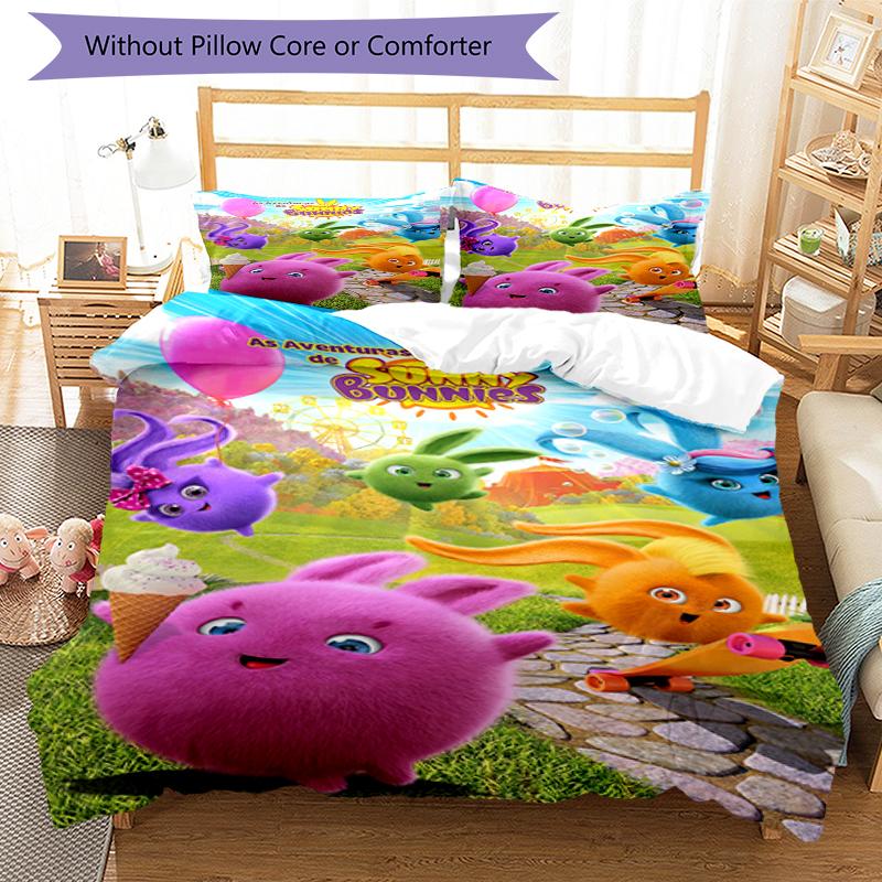 3pcs Sunny Bunnies Bedding Set Duvet Cover Closure Includes 1 Duvet Cover & 2 Pillowcases, Soft and Comfortable for All Seasons.