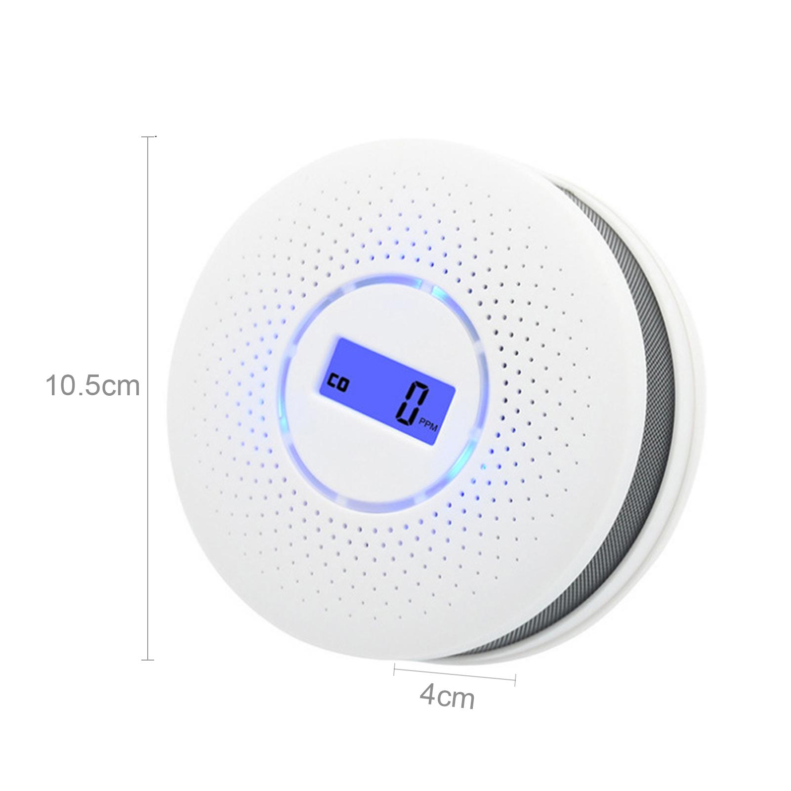 Smoke and Carbon Monoxide Alarm Smoke Detector Carbon Monoxide Detector Powered by Battery with LCD Display Voice Warning