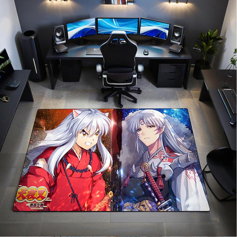 Inuyasha Vs Sesshomaru Carpet Office Decorative Carpet For Living Room Bedroom Door Mat Floor Rug Computer Chair Area Rug Holiday Gift