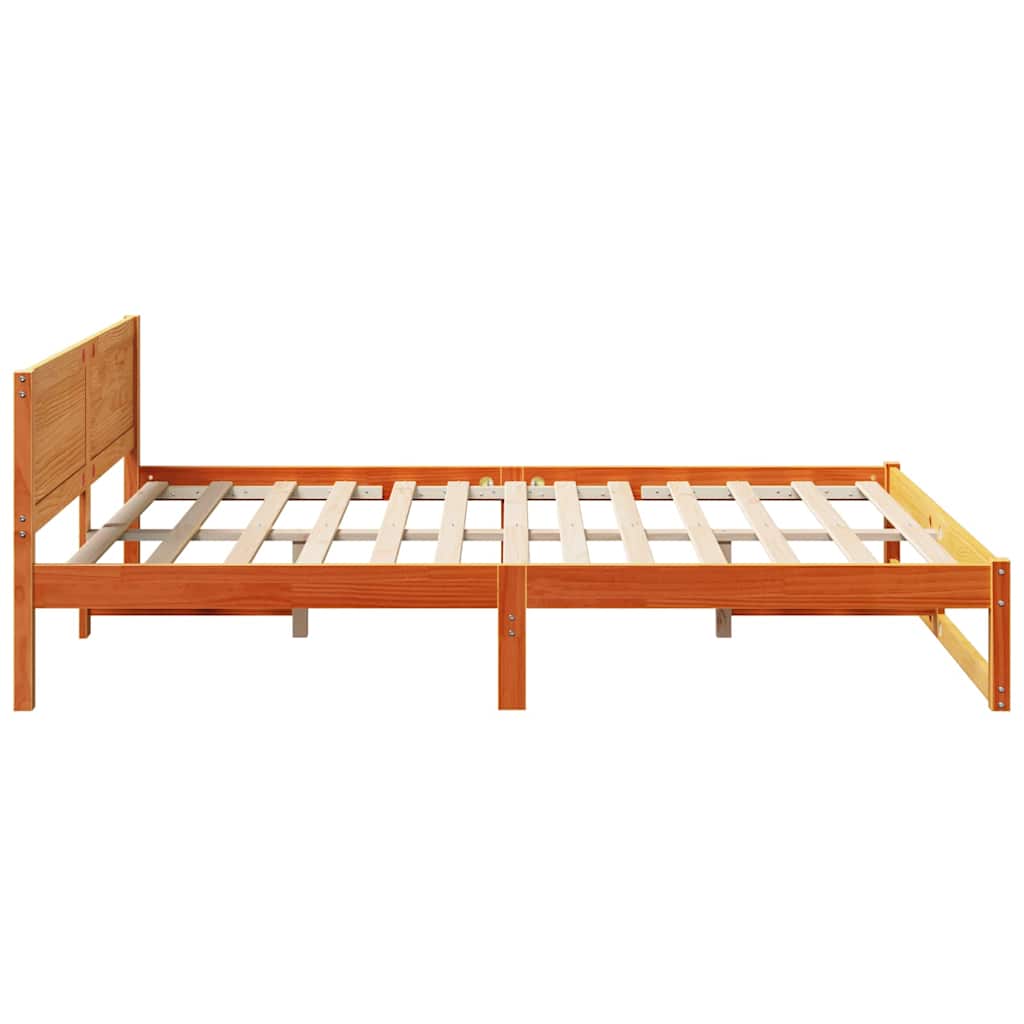 Bed Frame Wax Brown 140 X 200 Cm Solid Pine Wood