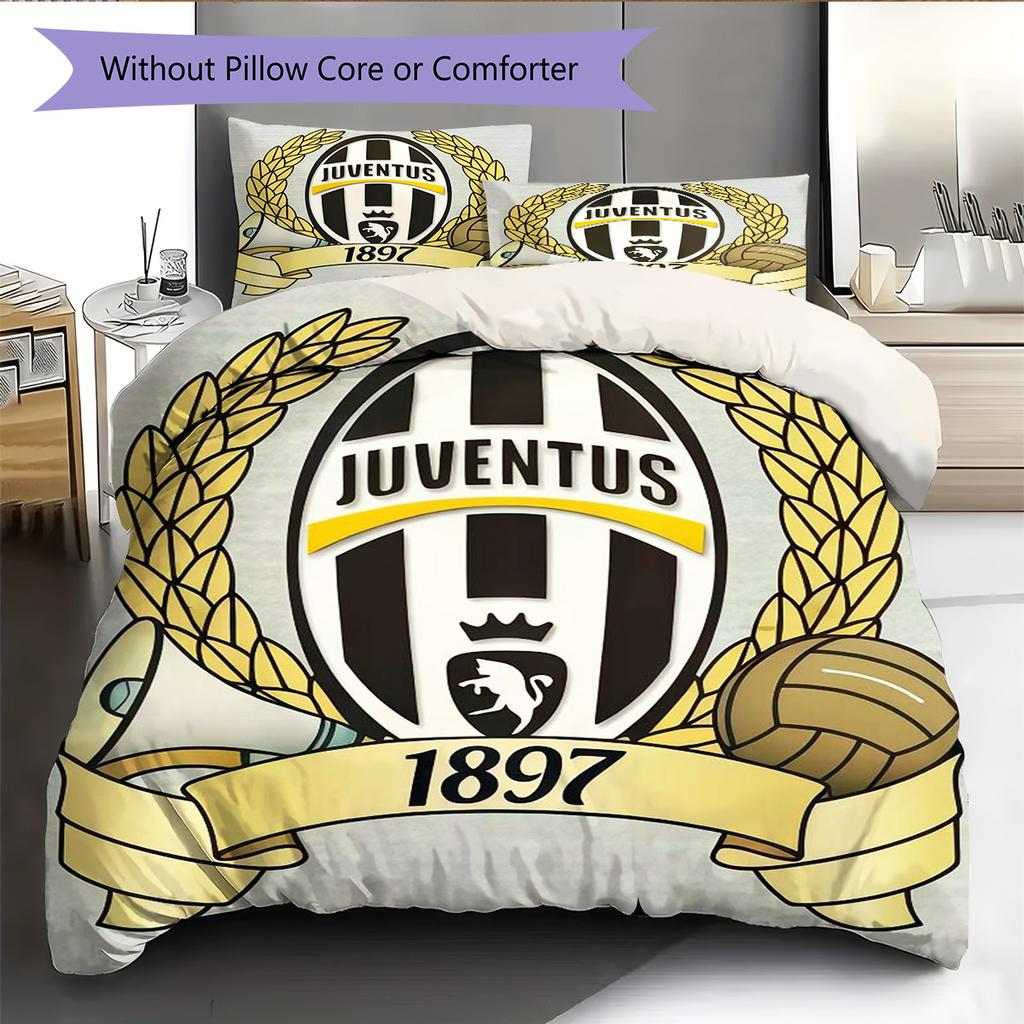 Set Copripiumino Trapuntato Juve Federa Federe Decorazione Casa Regalo di Compleanno (1 * copripiumino + 2 * federa, senza nucleo)