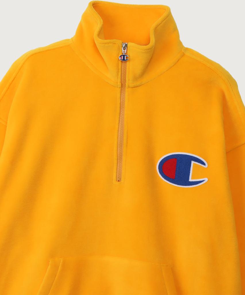 Champion Big C Logo Oversized Half Zip Fleece Gold