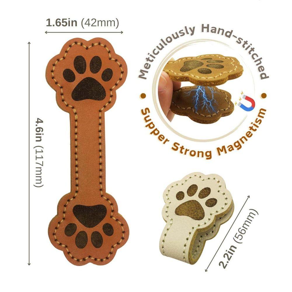 3PCS Magnet Buckle PU Leather Bookmark Vintage Style Cat Face Bookmark Page Divider Library Use