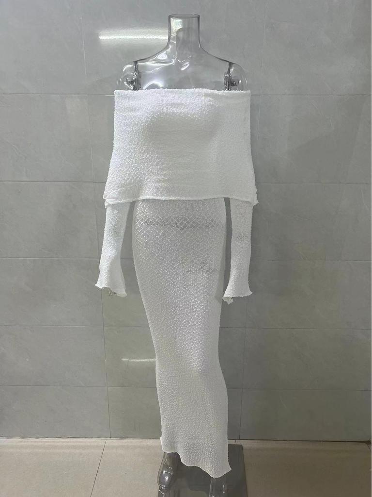 2025 European & American Long Sleeve Off-the-Shoulder Beach Dress