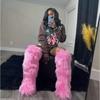 Stivali da Neve Donna in Ecopelliccia Invernali Caldi Stivali Lunghi Peluche Outdoor Al Ginocchio Designer Lusso Donna Ecopelliccia Volpe Pelosa Scarpa Antiscivolo
