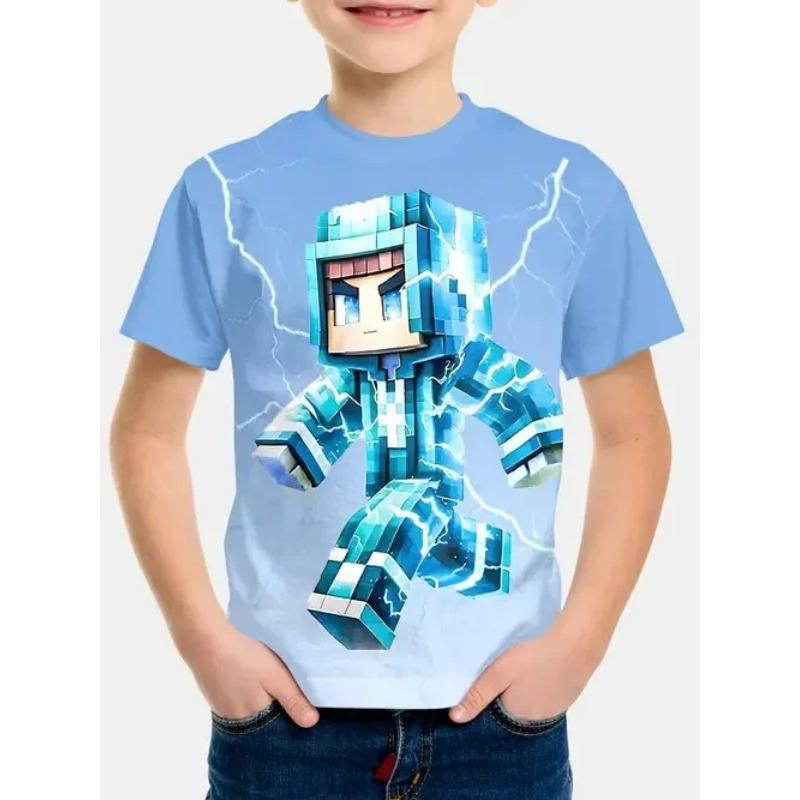 Children's Clothing Boys Tshirt Short Sleeve Girl T-Shirt 3D Cartoon Casual Round Neck Tees Kids Summer Clothes Tops