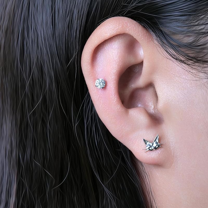 Limerencia Pure Chita Earrings Medical Titanium Earrings Compatible with Metal Allergies Leaving the Second Piercing On 1 Pair for Sensitive Ears