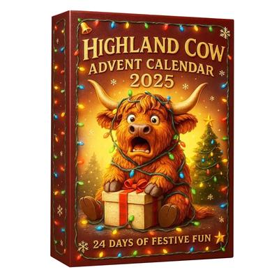 Highland Cow Advent Calendar 2025 with 24 Highland Cow Ornaments 24 Days Christmas Countdown Calendar Advent Countdown Calendar