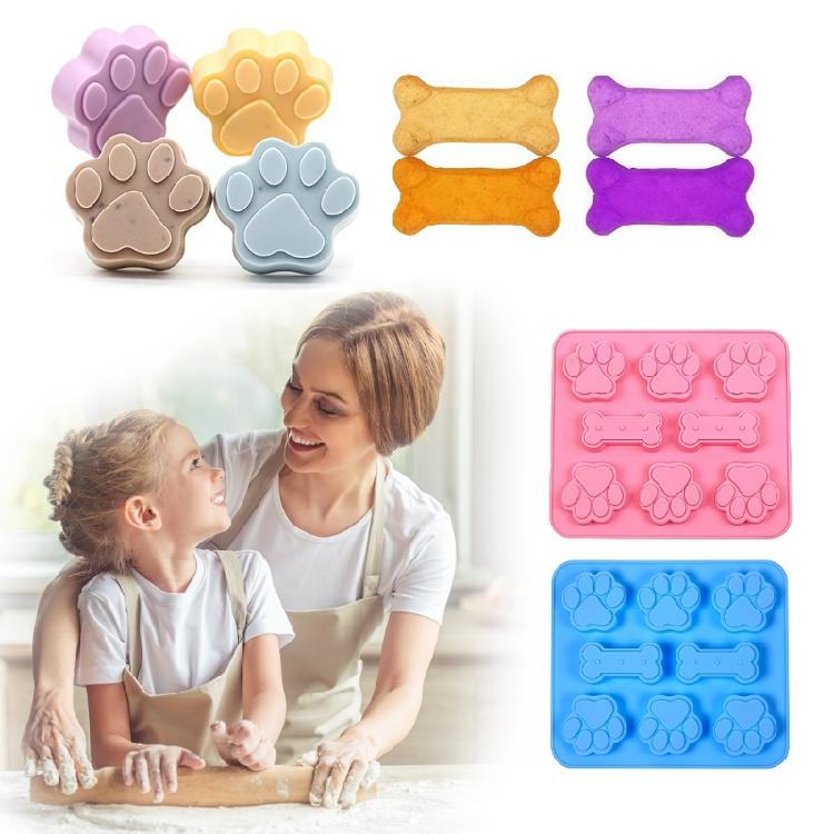 Oven Safe Dog Bone and Paws Shape Molds Heat Resistant Baking Tool Chocolate Bakewares Dessert Craft Supplies