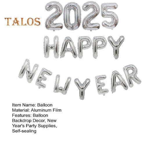 2025 Happy New Year Balloons Set Self-Sealing Aluminum Foil Balloons Happy New Year Banner Backdrop for New Year's Eve Party Decor Supplies