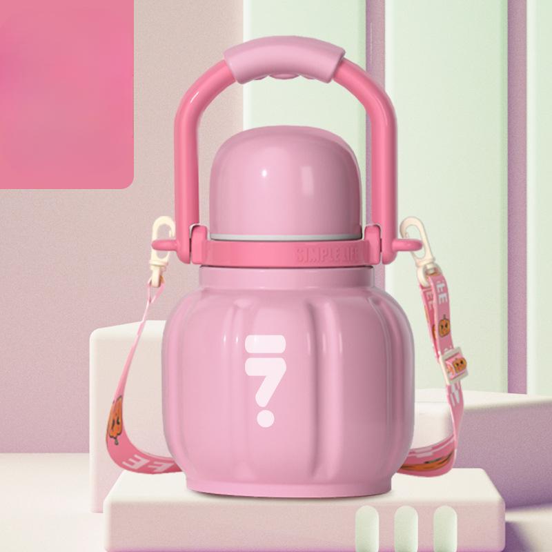 New Pumpkin Thermos Cup High Appearance Level Stainless Steel Cup Outdoor Handle Water Cup Simple Double Drink Cup