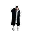 Chic Korean 2025 Autumn/Winter Long Hooded Lambswool Skirt Jacket