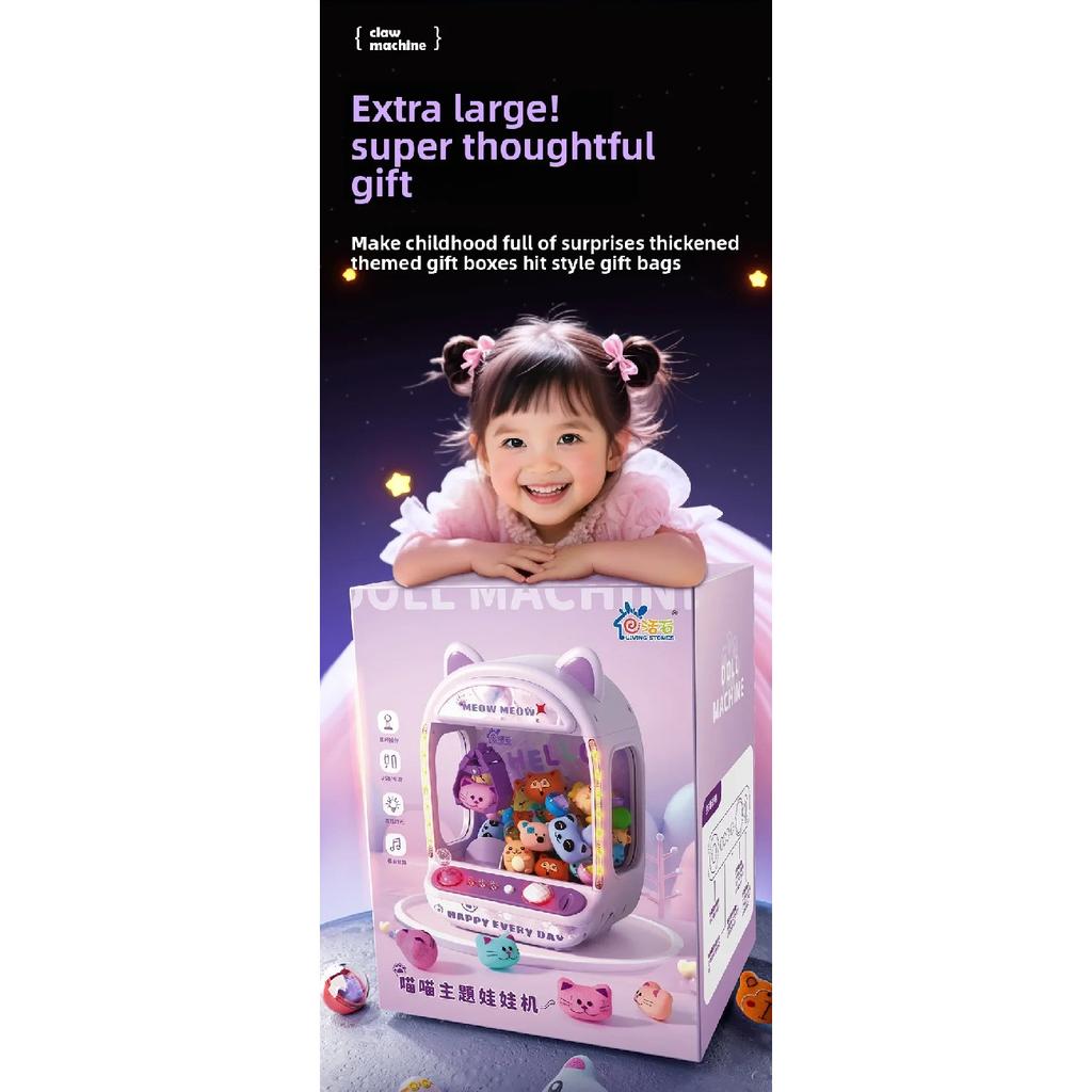 DIY Automatic Doll Machine Kids Coin Operated Play Game Mini Claw Catch Toys Crane Machines Music Doll for Christmas gifts