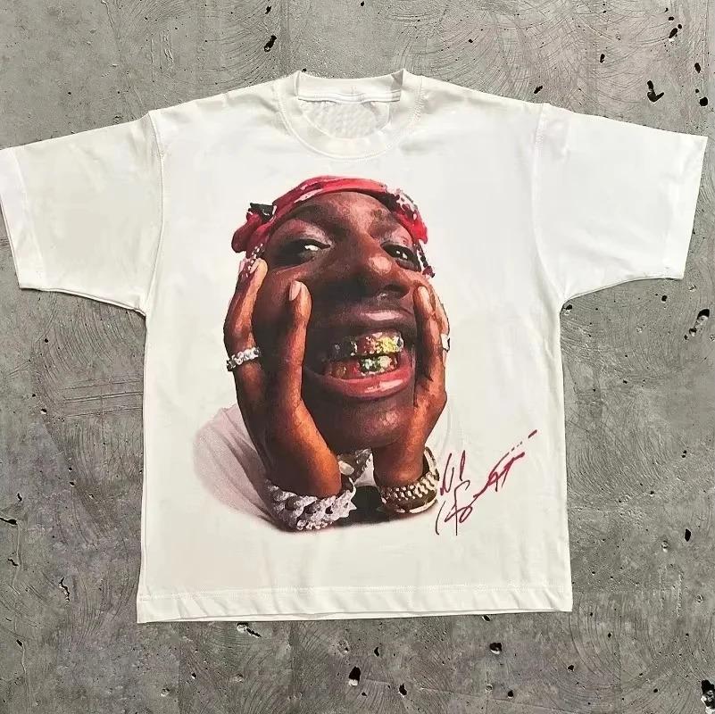 Rapper Young Thug Thugger Portrait Vintage Hip Hop Style Black Cotton Unisex T-shirt