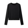 Autumn New Women's T-shirt Solid Color Round Neck Base Shirt Slim Fit Wearing Hands Long Sleeved Top for Women