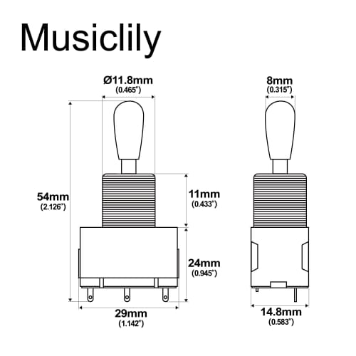 Musiclily Pro 3-Way Box-Type Toggle Switch for Electric Guitar, Chrome
