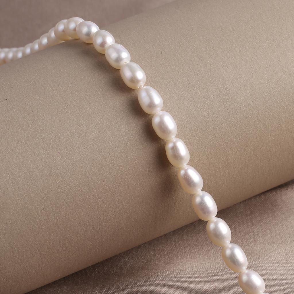 1 šňůra, AAA přírodní sladkovodní perly, bílé oválné perlové korálky, 4-5 mm, pro výrobu šperků DIY, jedinečné řemesla na narozeninovou oslavu, svatbu, 36 cm