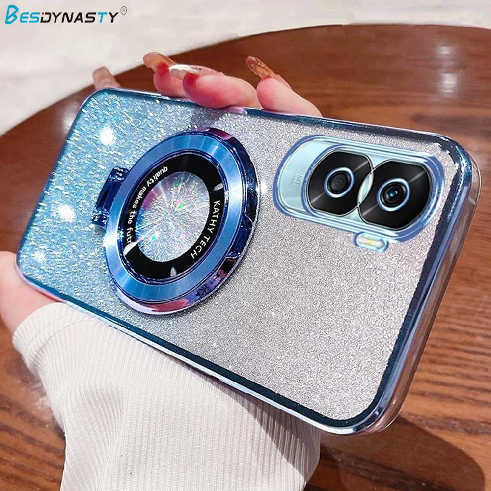 Luxury Glitter Plating Holder Case For Huawei Honor 200 70 50 90 Pro Honor Magic 7 6 Pro 5 Lite X8A X8B Silicone Stand Cover