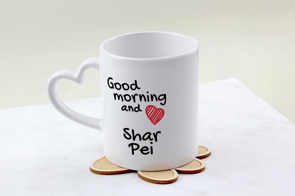 Shar Pei - Cup with a Dog, Adorable Cup with a Heart-shaped Handle, Universal Gift from the Art-Dog Brand