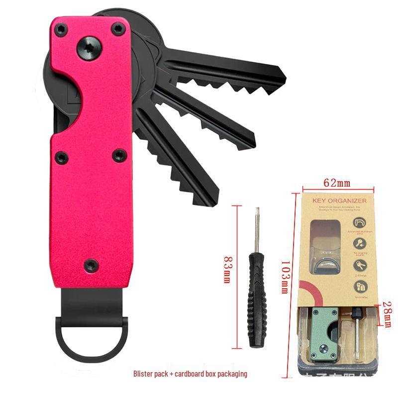 Aluminum Alloy Compact Keychain Organizer - Holds 2-6 Keys, Multifunctional and Portable