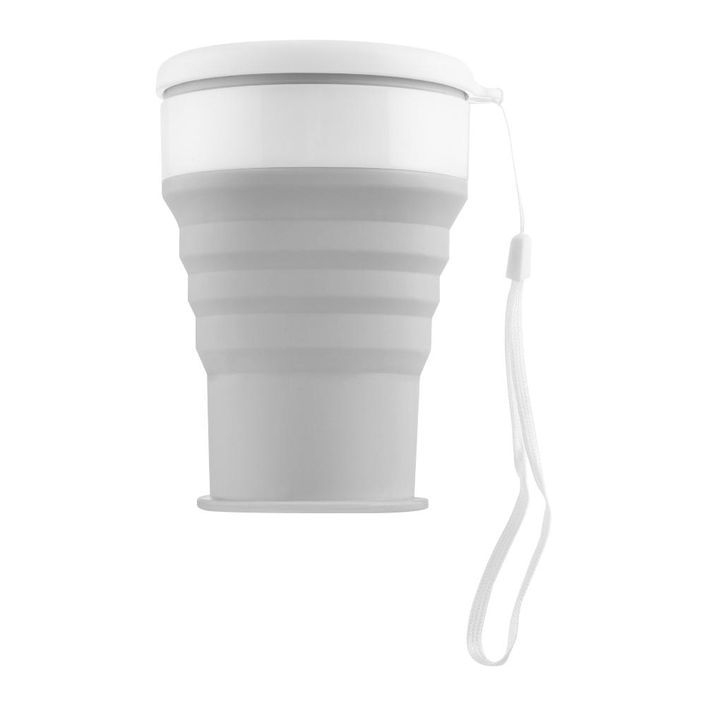 Portable Silicone Folding Water Cup Outdoor Heat Resistant Foldable Mug with Lid Collapsible Travel Drinking Cups for Camping