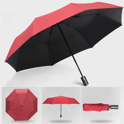 Parapluie automatique pluie et soleil noir, parasol anti-UV, pliable en 3 parties, résistant au vent, luxe, grand, coupe-vent, pour femmes et hommes, 8 baleines