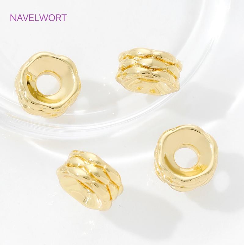 18K Gold Plated Round Spacer Beads,Separator For Beads,Brass Beads For Bracelet Making DIY Beading Jewelry Making Accessories