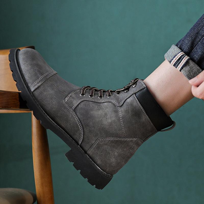 Men's High-top Boots High Quality Casual Leather Boots Retro Ankle Boots for Men Lace Up Platform Boot Outdoor Work Safety Shoes