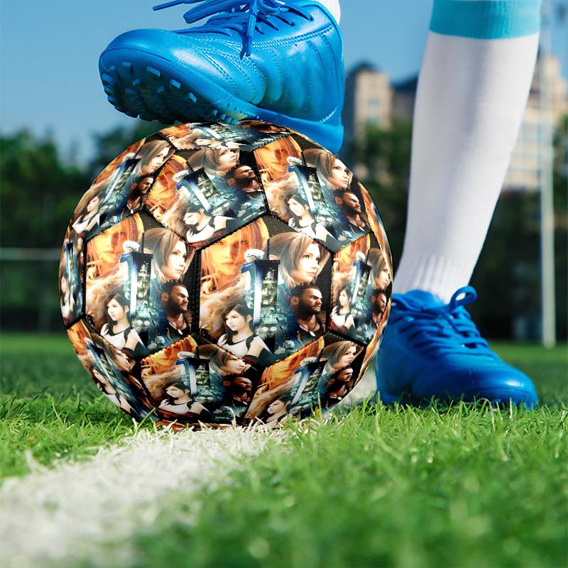 Final Fantasy Print Size 5 Soccer Ball, PU Wear Resistant Football for Match Training and Daily Practice, Birthday Gift for Soccer Fans