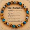 Unisex Adjustable Tigers Eye Obsidians Bracelet Handmade Stretchable Stone Bead Jewelry