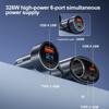 326W 6-in-1 Fast Car Charger Dual USB+PD Type-C Phone Power Socket Car Cigarette Lighter Splitter 12-24V Digital Voltmeter for Mini Starlink 4 Gens