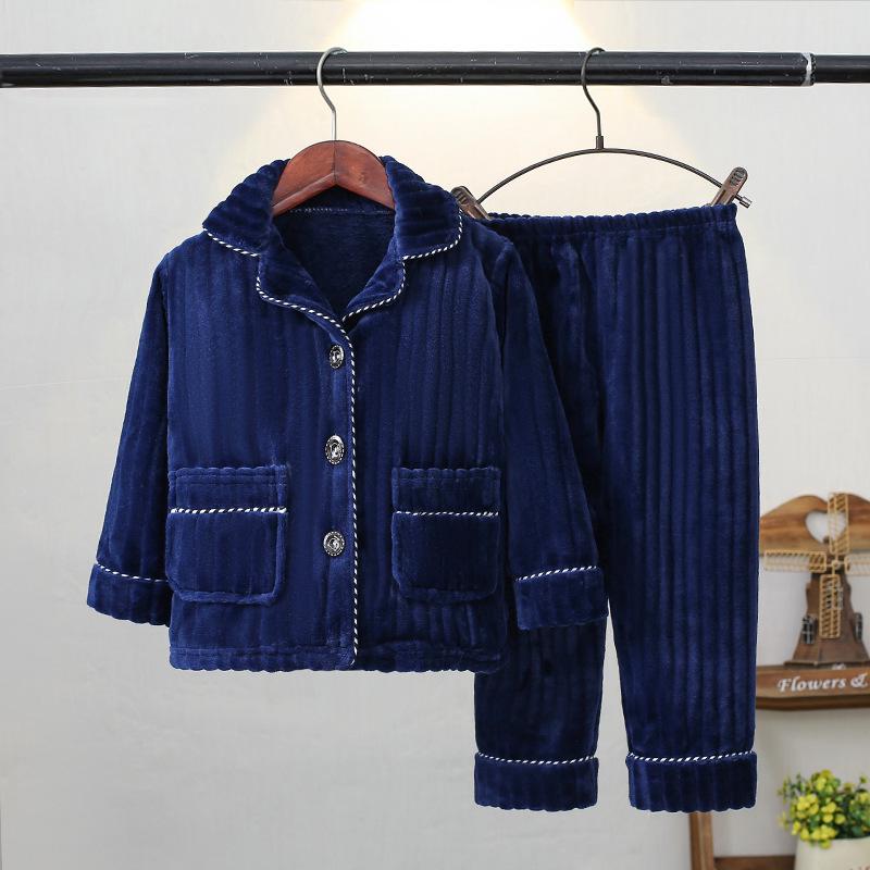Cozy Coral Fleece Pajamas Set for Kids - Flannel Homewear for Winter