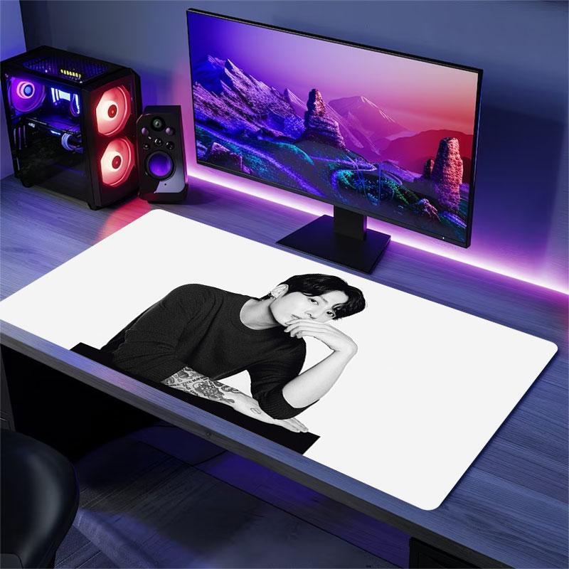 Jungkook Mouse Pad, Large Gaming Desk Mat, Non-slip XXL Mousepad for Laptop & Tablet, Mini PC Playmat with Stitched Edges