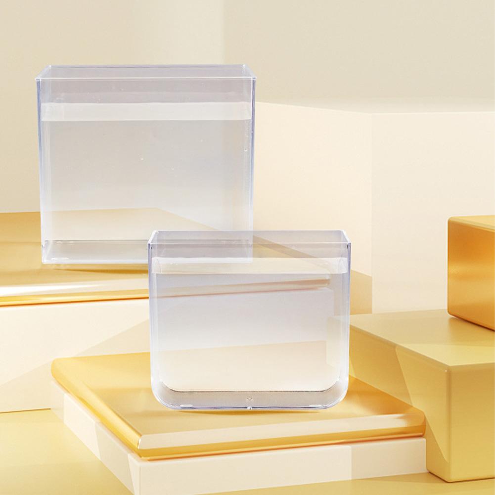 PS Small Fish Tank Aquarium Tank With LED Light Wall Mounted Filter Anti Slip Base Square Aquarium Starter Kits For Living Room