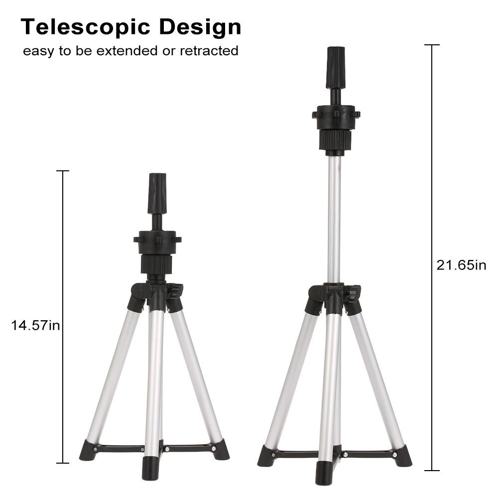 Adjustable Height Wig Stand Tripod Aluminum Alloy Wig Tripod Stand For Hair Salon