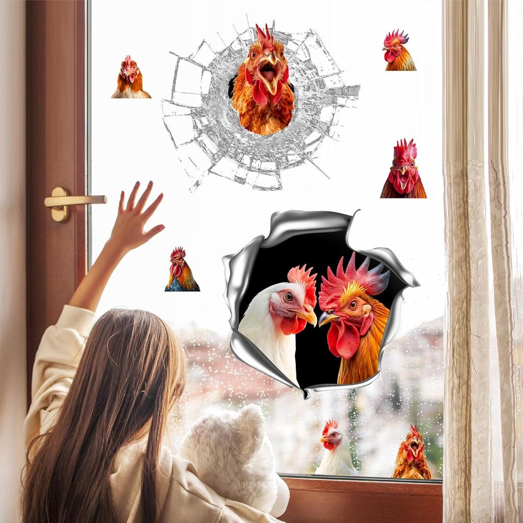Chicken Car Stickers Funny Chicken Window Decals Poultry Car Bumper Decals 3D Realistic Rooster Decals Funny Car Stickers Funny Farm Animal Chicken
