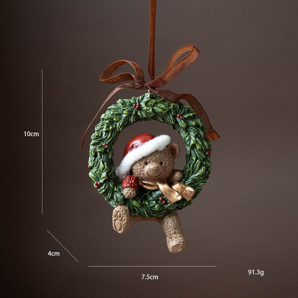 New 3D Design Christmas Tree Hanging Decor Vintage Santa Claus Resin Hanging Ornament Exquisite Holiday Party Pendant Window