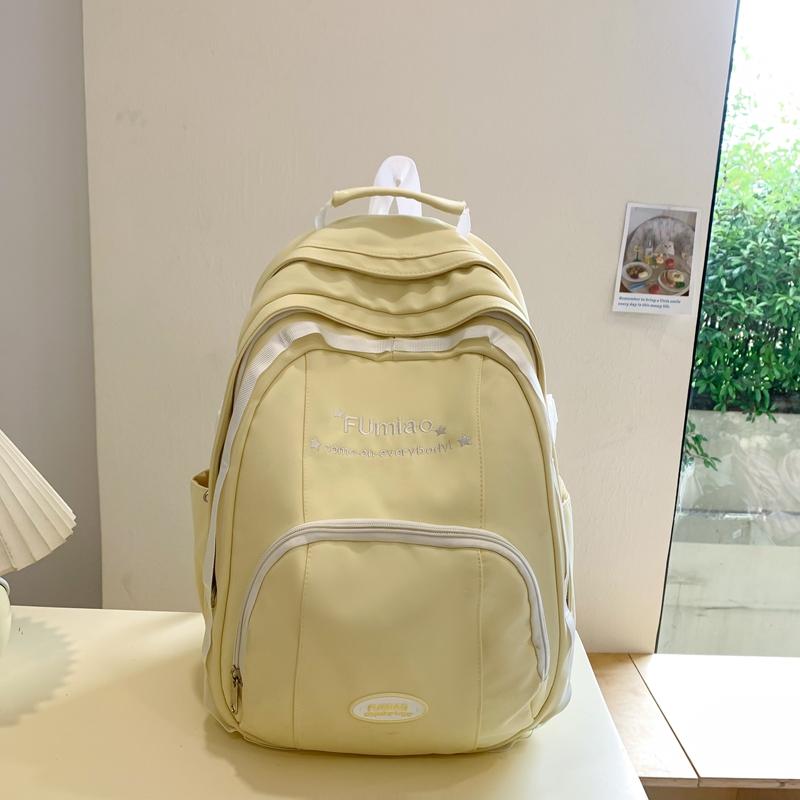 Color Block Backpack Female Junior High School Student Backpack Large Capacity Schoolbag Student Travel Bag