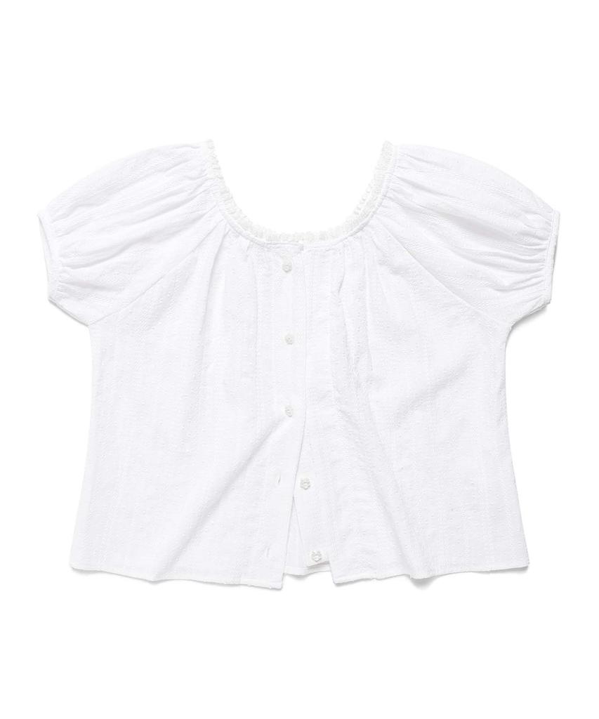 PLUNASTUDIO Flower Lace Puff Blouse White