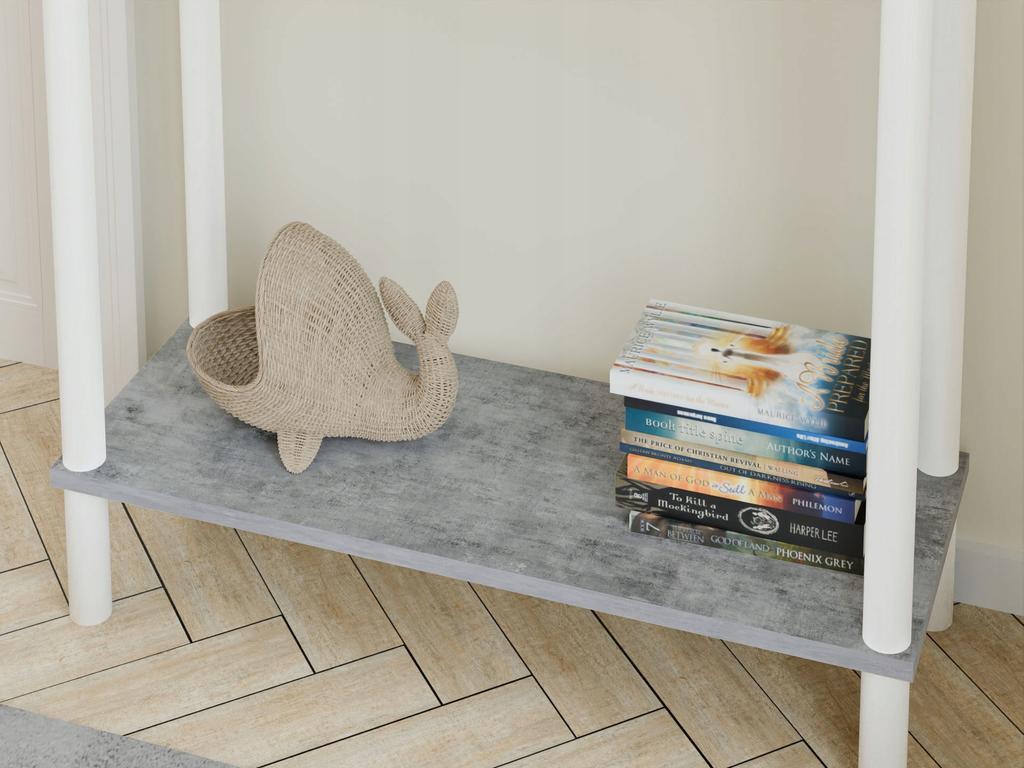 Konsola Loft Z Półką 80X30X80 Cm Metalowa Biała Do Przedpokoju