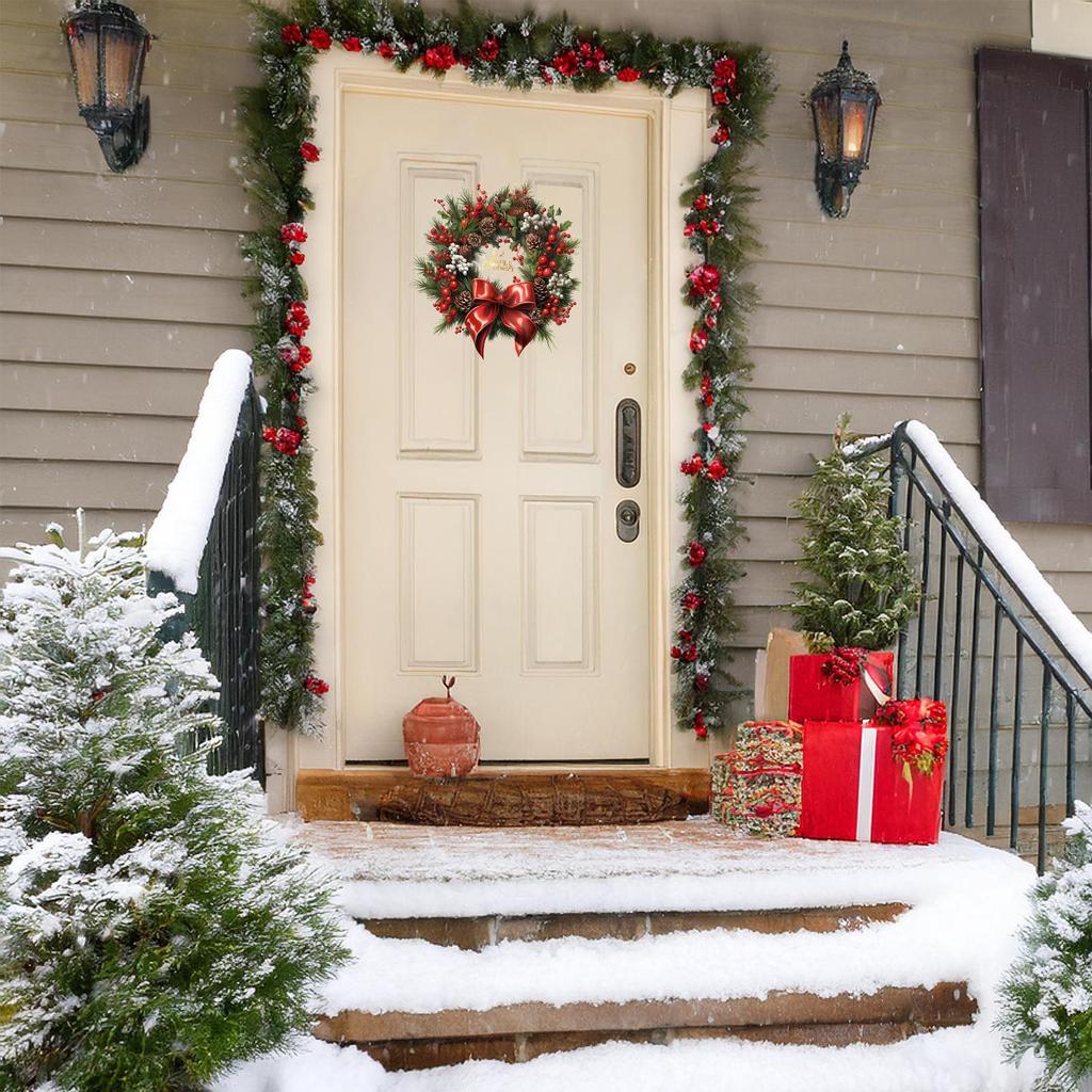 Christmas Wreath Decal Removable Garland Decal Party Decor Christmas Wreath Wall Clings For Winter Door Home Party Shop Bathroom