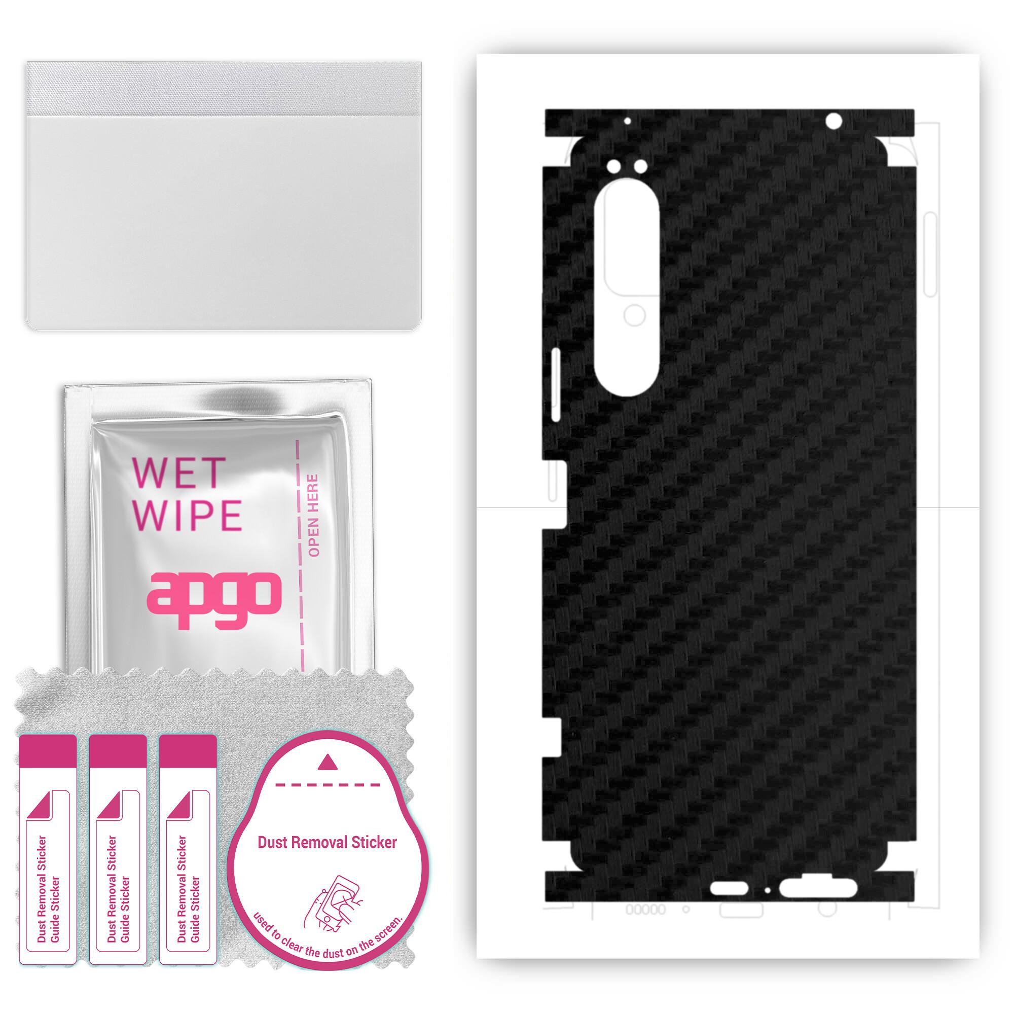 

apgo Protective Skin Sticker for the back+sides compatible with Sony Xperia 1 IV, Full Wrap Film, Foil, Vinyl - Pattern Carbon Black