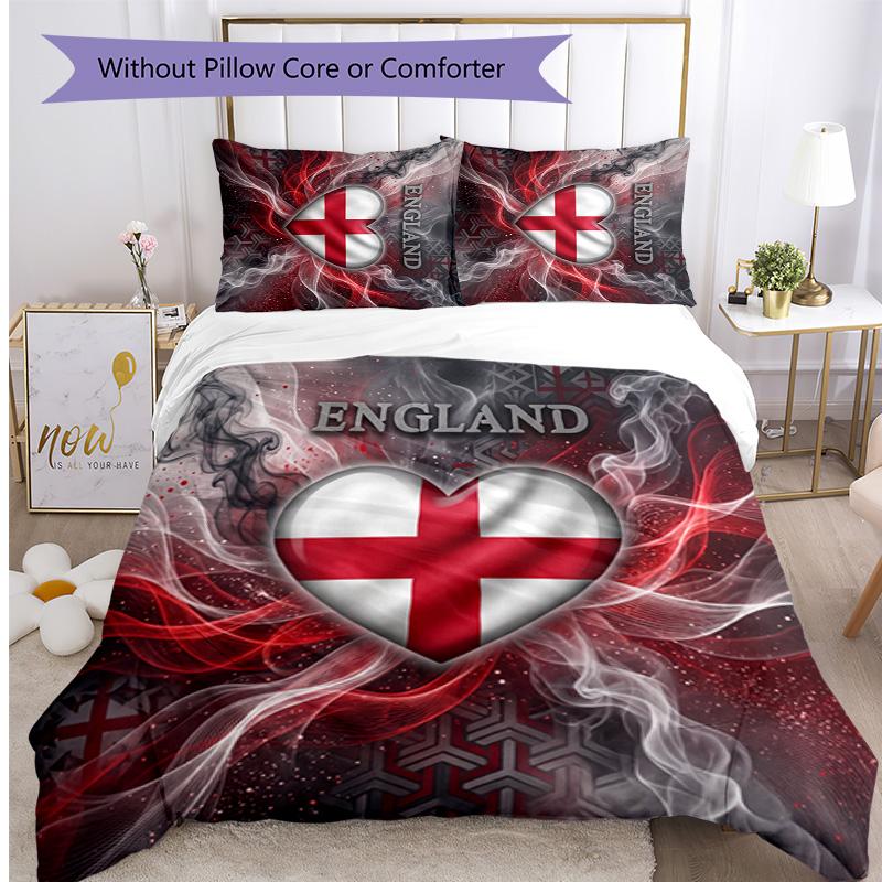 Set Biancheria da Letto Stampata Calcio Inghilterra 3 Pezzi Copriletto Traspirante Accogliente come Regalo per la Casa Nuova o per le Feste