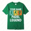 Personalised Your Name The Padel Legend Cotton TShirt for Padel Fans Tennis Player Silhouette Sports Casual Printed Unisex Tops